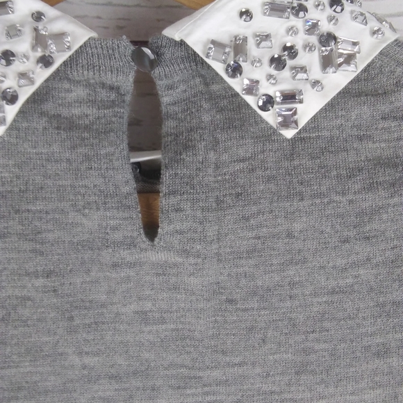 J.Crew Grey 3/4 sleeve removable collar - Picture 5 of 9